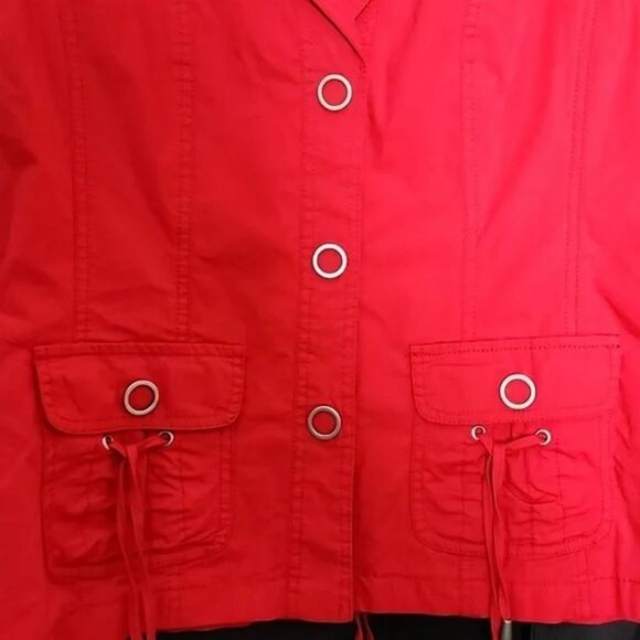 Barbara Katz Red Cotton Jacket Size 6 NWT - Picture 3 of 5